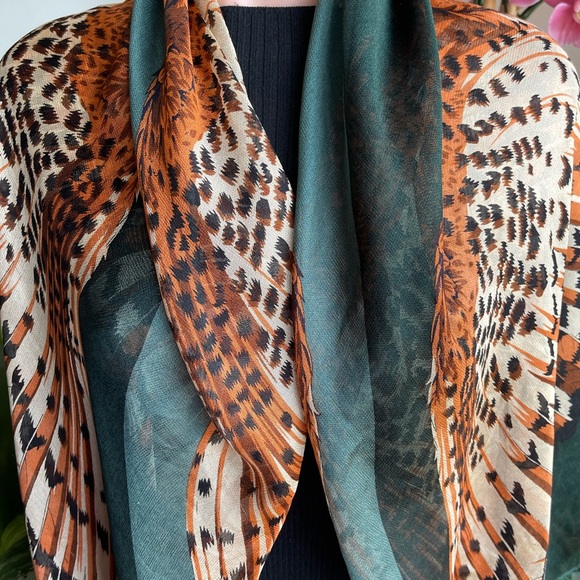 Valentino Owl Graphic Silk Shawl Scarf. - Picture 13 of 16